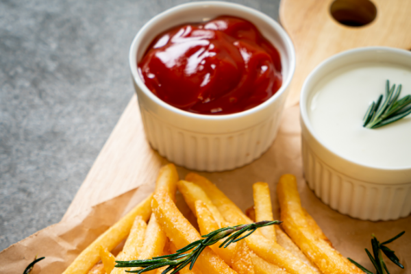 french-fries-potato-chips-with-sour-cream-ketchup