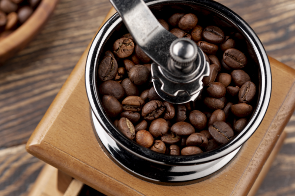 top-view-coffee-concept-wooden-table